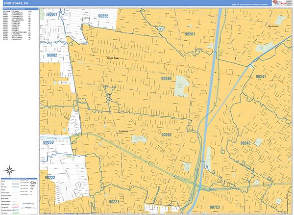 South Gate Zip Code Wall Map